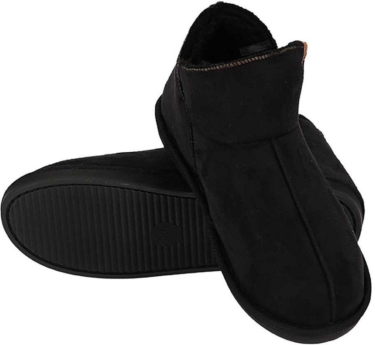 Apollo - Pantoffels heren - Suede - Maat 41/42 - Zwart - Pantoffels heren