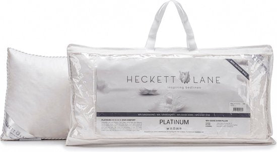 Heckett Lane – Platinum Boxkussen Ganzendons – 60 x 70 cm – Voorzien Van 90% Ganzendons En Downpass Certificaat – Voor Nekondersteuning – Wit Katoen-Perkal