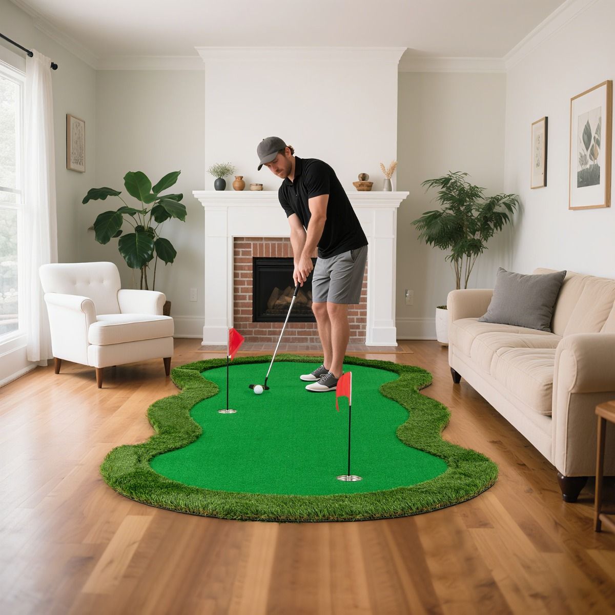 Coast Golf Puttingmat - 3 gaten - inclusief golfballen en vlaggen - 300 x 150 cm - groen
