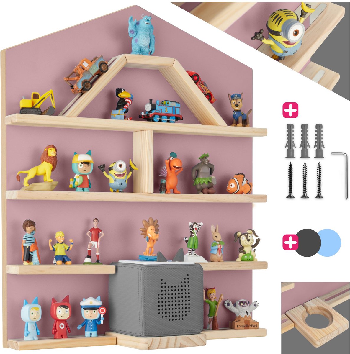 tectake Mylittle Story Wandrek voor Tonies – Huisvorm – Hout – Kersenlook