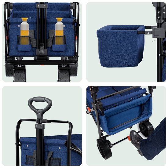 LifeGoods Bolderkar - Opvouwbaar - Tot 120KG - 90L - Wasbaar Polyester - 120x80cm - Blauw