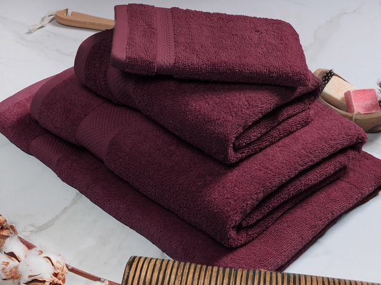 DoubleDry Hotel Washandjes 16 x 21 cm – Set van 6 – 100% Katoen 500 g/m2 – Zacht & Absorberend - Bordeaux Rood