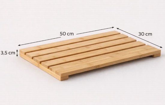 Ceruzo Douchemat Bamboe – Antislip Badmat – 50 x 30 cm – Saunamat