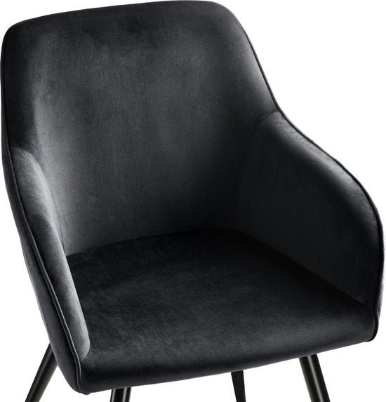 tectake® - Stoel - eetkamerstoel - Marilyn fluweellook zwart - 403663
