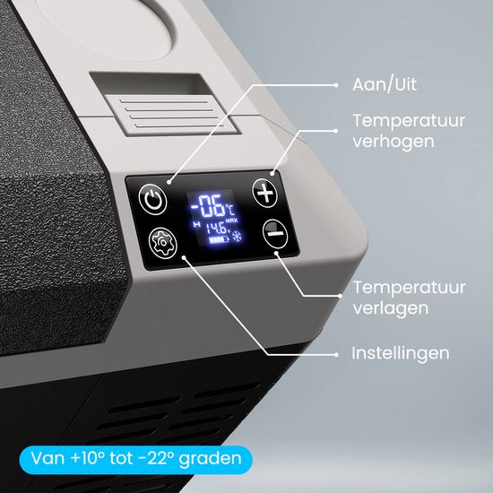 Auronic Elektrische Koelbox - Frigobox - Compressor - 12V 230 Volt - Auto - 20L - Zwart/Grijs