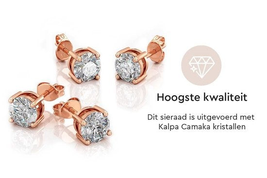 Yolora Dames Oorbellen met Kalpa Camaka Kristallen - Rosé kleurig - 18K Roségoud Verguld - Vrouwen Oorknoppen Rose Gold - Sieraden - Exclusieve Geschenkverpakking - Moederdag Cadeautje