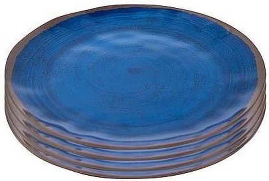 Bo-Camp - Ontbijtbord - Halo - 4 Stuks - Melamine - Blauw