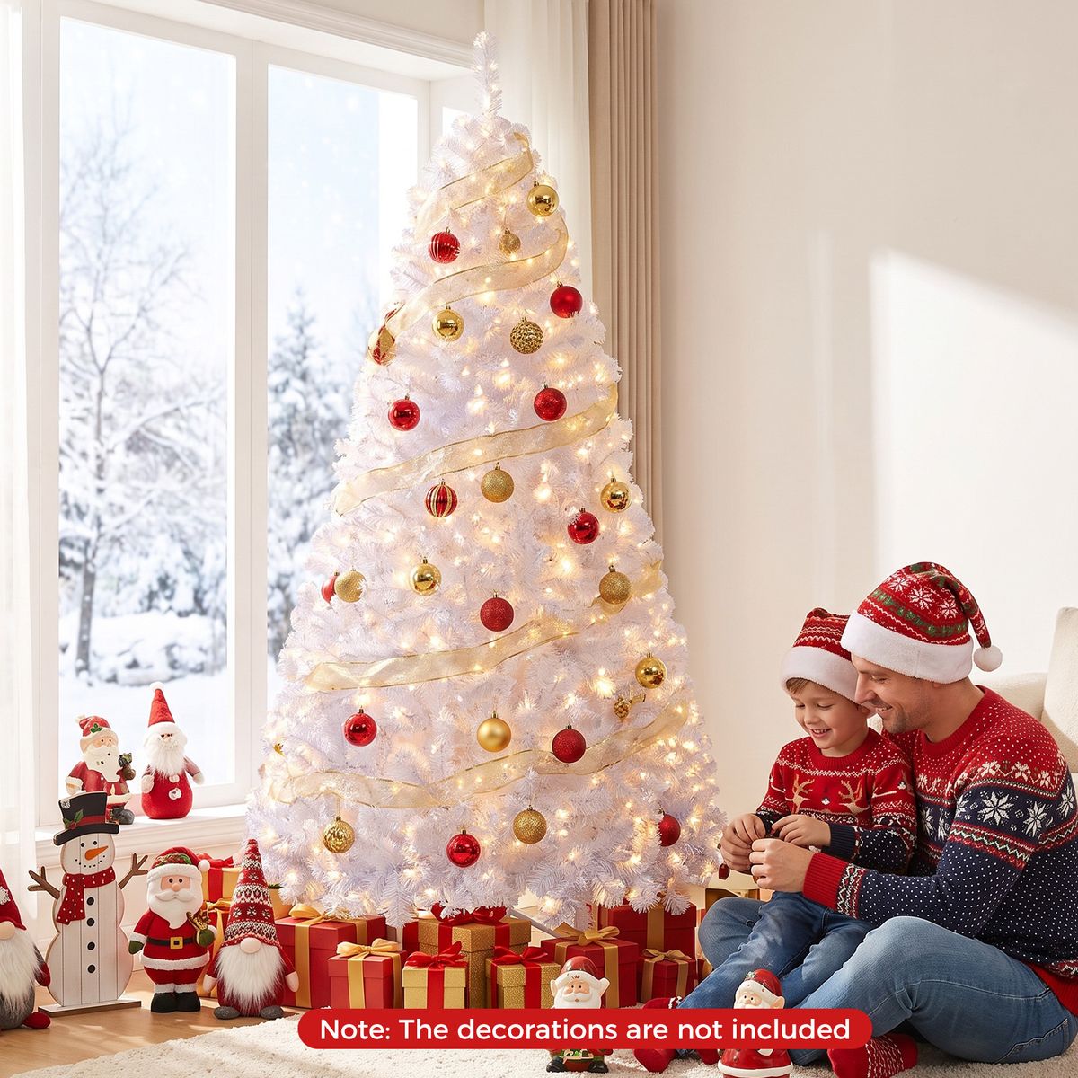 Coast Kunstkerstboom - 180 cm - 230 warmwitte LED-lampen - 8 verlichtingsmodi - Sneeuweffect