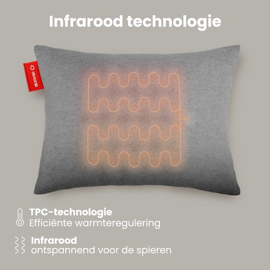 Auronic Warmtekussen – Draadloos & Oplaadbaar met Infrarood – 10.000 mAh – 45 x 60 cm – Grijs