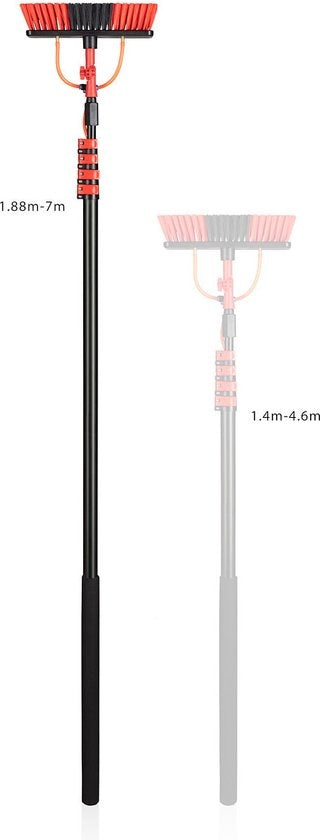 Umuzi Cleaning Telescopische Waterborstel - 7 m Uitschuifbare Schrobborstel voor Ramen, Gevel en Huis - Reiniger met 4 Uitschuifbare Delen - Zeepdispenser met Doseerknop