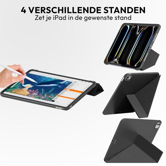 Tablet hoes geschikt voor iPad Pro 11 inch hoes (2024) - M4 - Smart Cover - Zwart