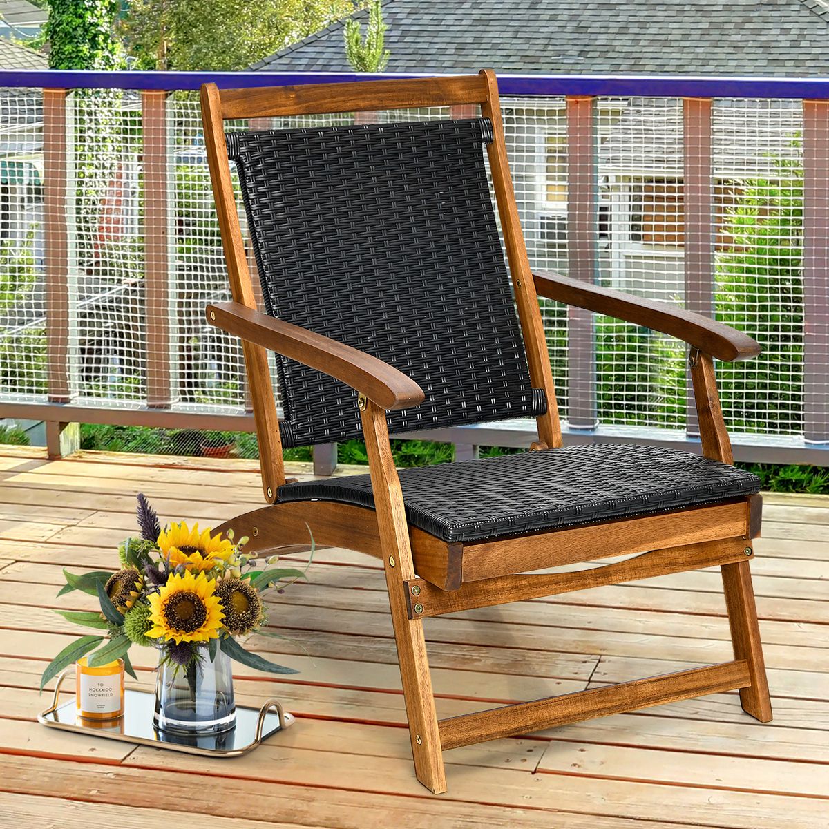 Coast Opklapbaar Tuinligbed - Ergonomische rugleuning - Uitschuifbare voetensteun - Gemengd bruin en roodbruin