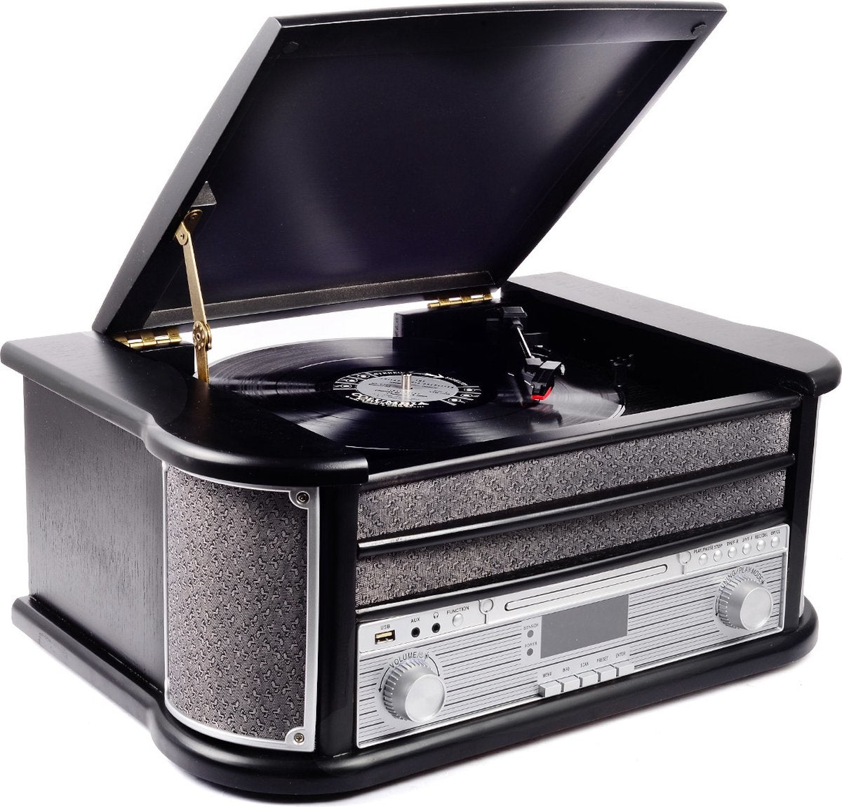Denver Retro Platenspeler - Ingebouwde Speakers en Versterker - DAB Radio - Radio CD Speler - MRD51 - Hout