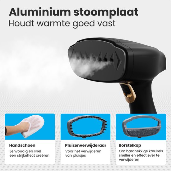 Auronic Kledingstomer - Stoomapparaat - Handstomer voor Kleding en Meubilair - 300ml - Zwart
