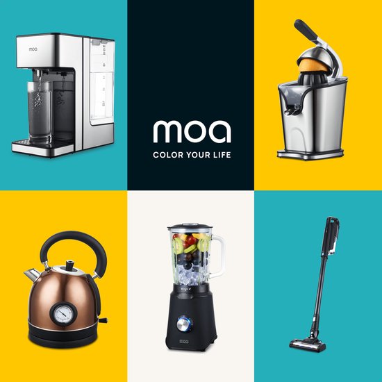 MOA Citruspers Elektrisch - Sinaasappelpers - Citroenpers met 2 Perskegels - BPA-Vrij - Handmatig - RVS - Zilver