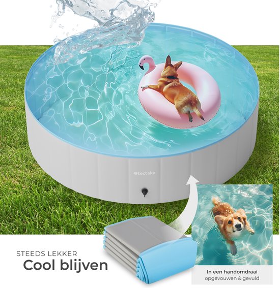 tectake® Hondenzwembad - Hondenpool- Zwembad voor honden - Ballenbak - Opvouwbaar - ⌀120 cm - Extra stevig - Eenvoudig te vullen en te legen