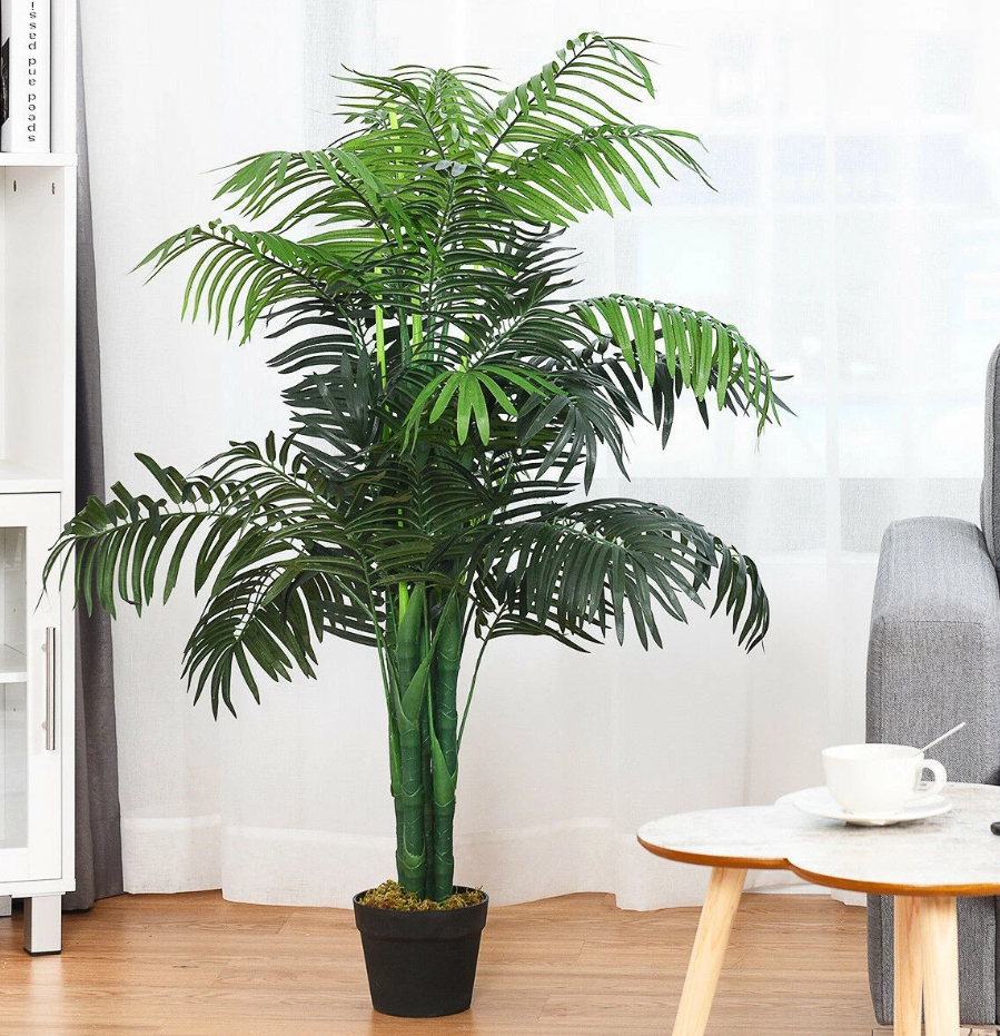 1,1 meter hoge kunstmatige Areca-palm - Decoratieve zijden boom met mand voor binnen en buiten