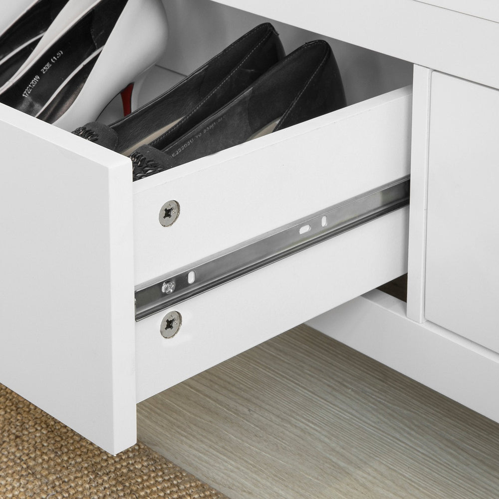 SoBuy FSR74-W Schoenenbank Met Opbergruimte - Met Zitkussen 2 Lades Bedbank - 100x40x40cm - Wit