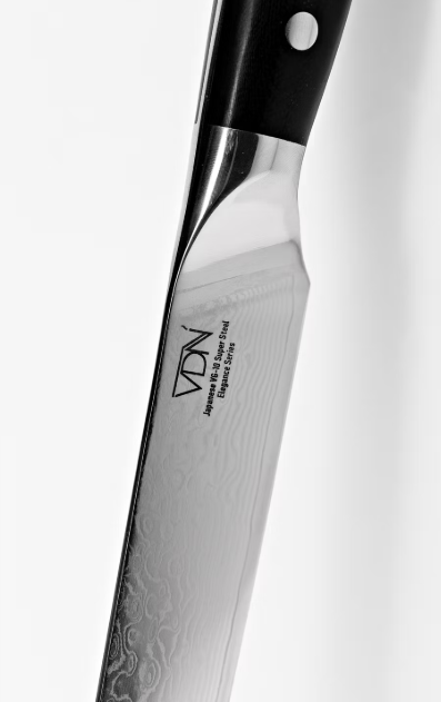 VDN Elegance Damaststaal Vleesmes 21 cm - Zwart Handvat