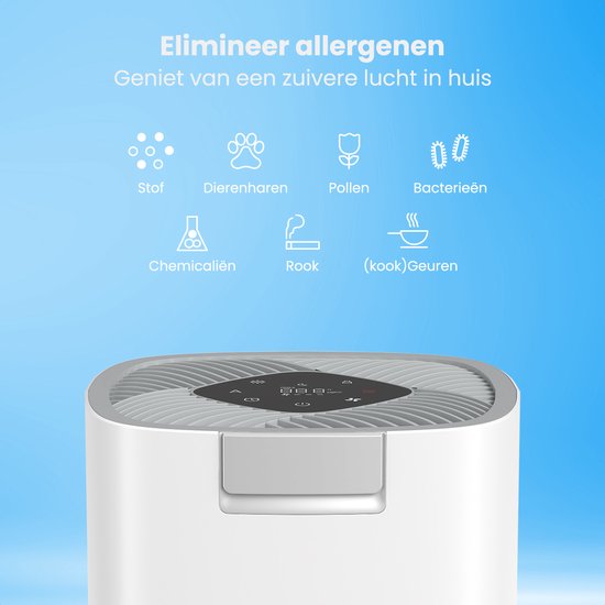 Auronic Luchtreiniger Ultra - Met HEPA 13-filter - 450 m³/u - 90 m² - Koolstoffilter - 3 Standen - Air Purifier - Wit