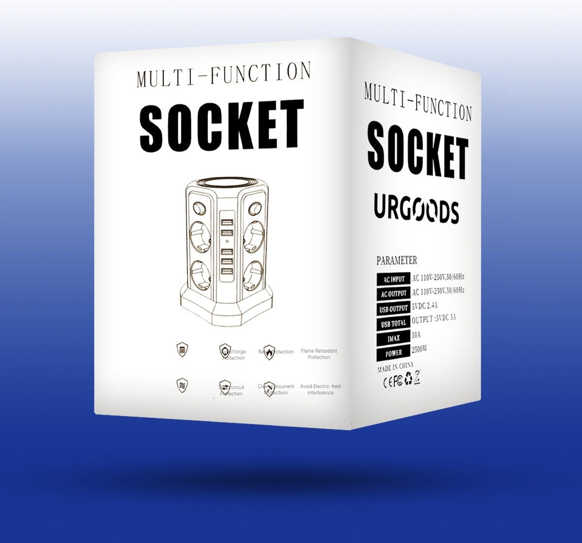 Stekkerdoos met Schakelaar en USB - Energiebesparende Aan/Uit Knoppen - Stekkerblok - Verdeelstekker - Powercube - Zwart - 3 Meter Kabel