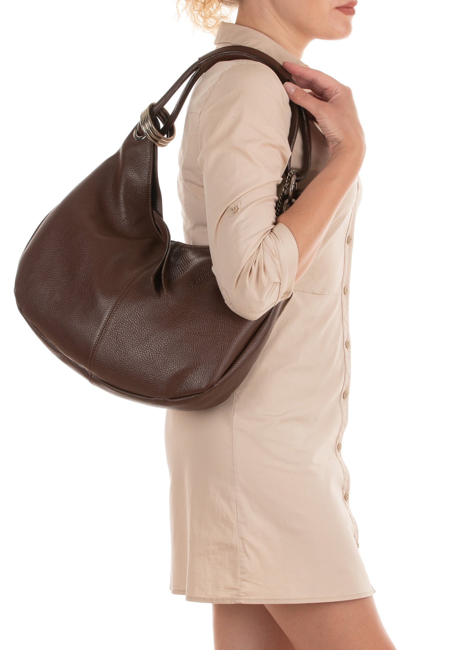 Anna Morellini ALBA Italiaanse Leren Shopper – Bruin – 38x34x10 cm