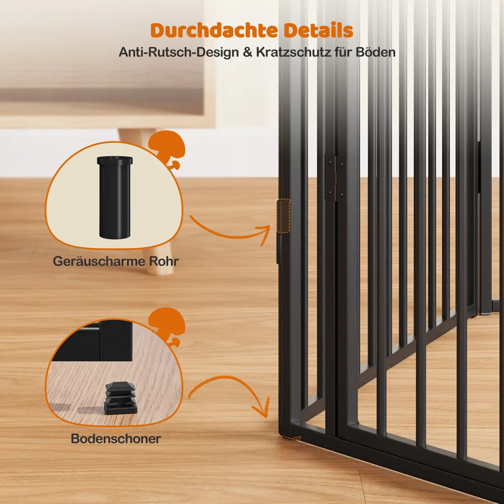 Yaheetech Puppyren & Hondenren 8 Panelen - Zwart - 80 cm Hoog - Opvouwbaar met Deur en Veiligheidsslot