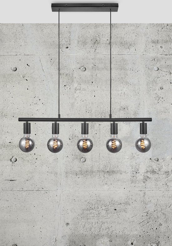 Nordlux - Paco 5-Spot Hanglamp Black - 5 lichtpunten - Zwart - Metaal - 42 x 80 x 11.5 cm