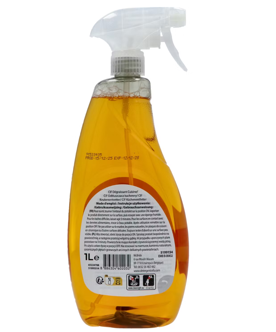 Cif Keukenontvetterspray 1L - 1000 ml - Krachtige Vetverwijderaar