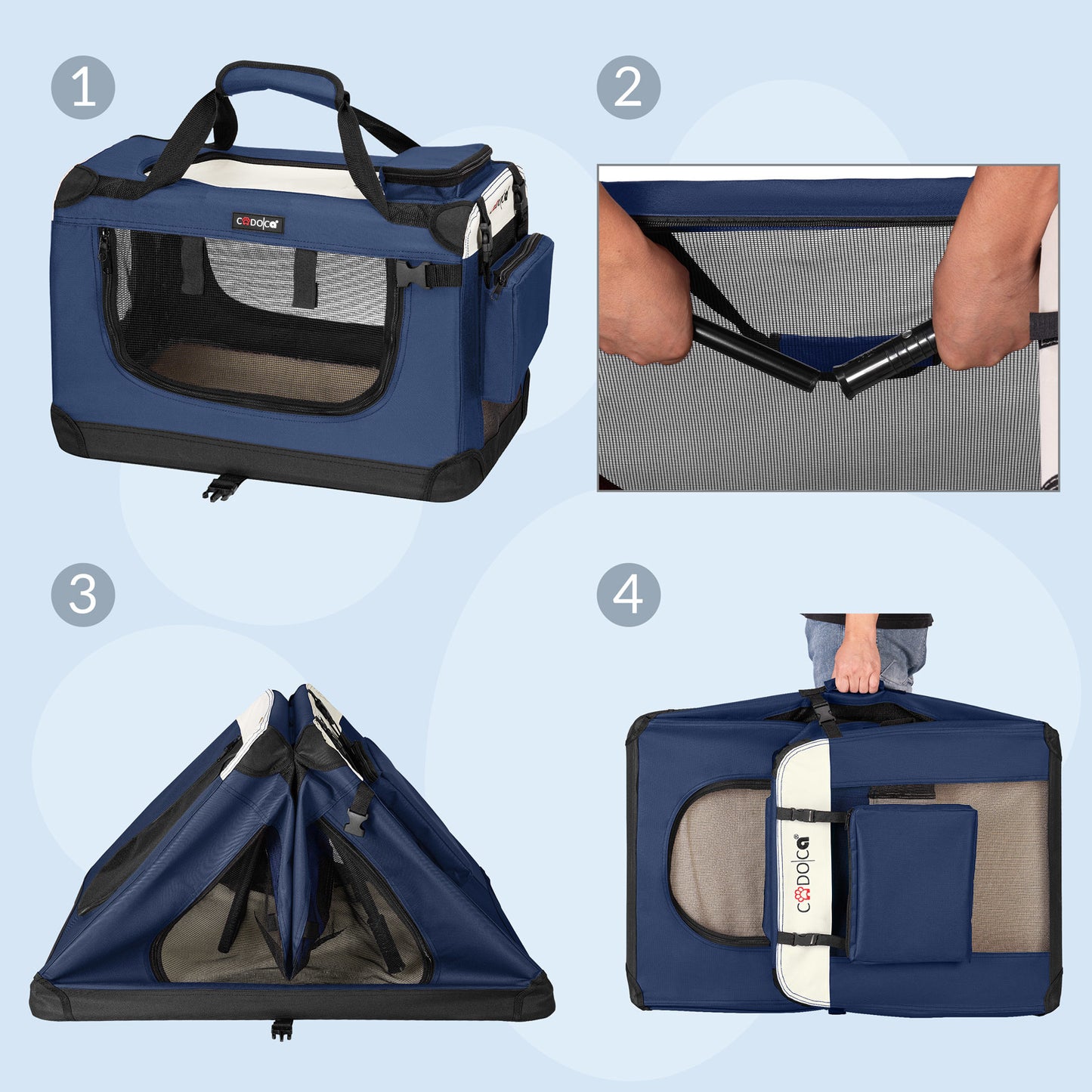 Cadoca Honden & Katten Reisbench S - 51x35x36cm - Marine Blauw
