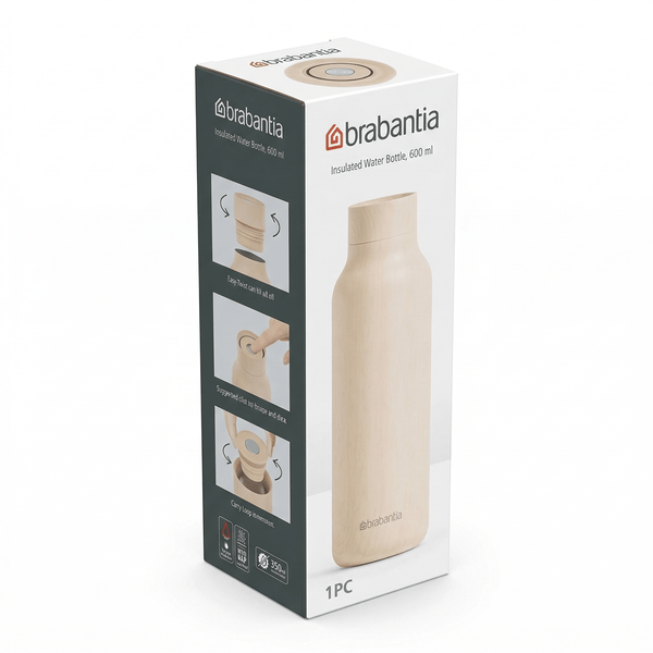 Brabantia Waterfles 600 ml - Isolerend met Klikdop - 7,2 x 24 cm