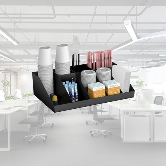 BRASQ CO100 Koffie & Thee Organizer – Ruime Opbergdoos met 10 Vakken – Thee Organizer - Koffie Station – Zwart