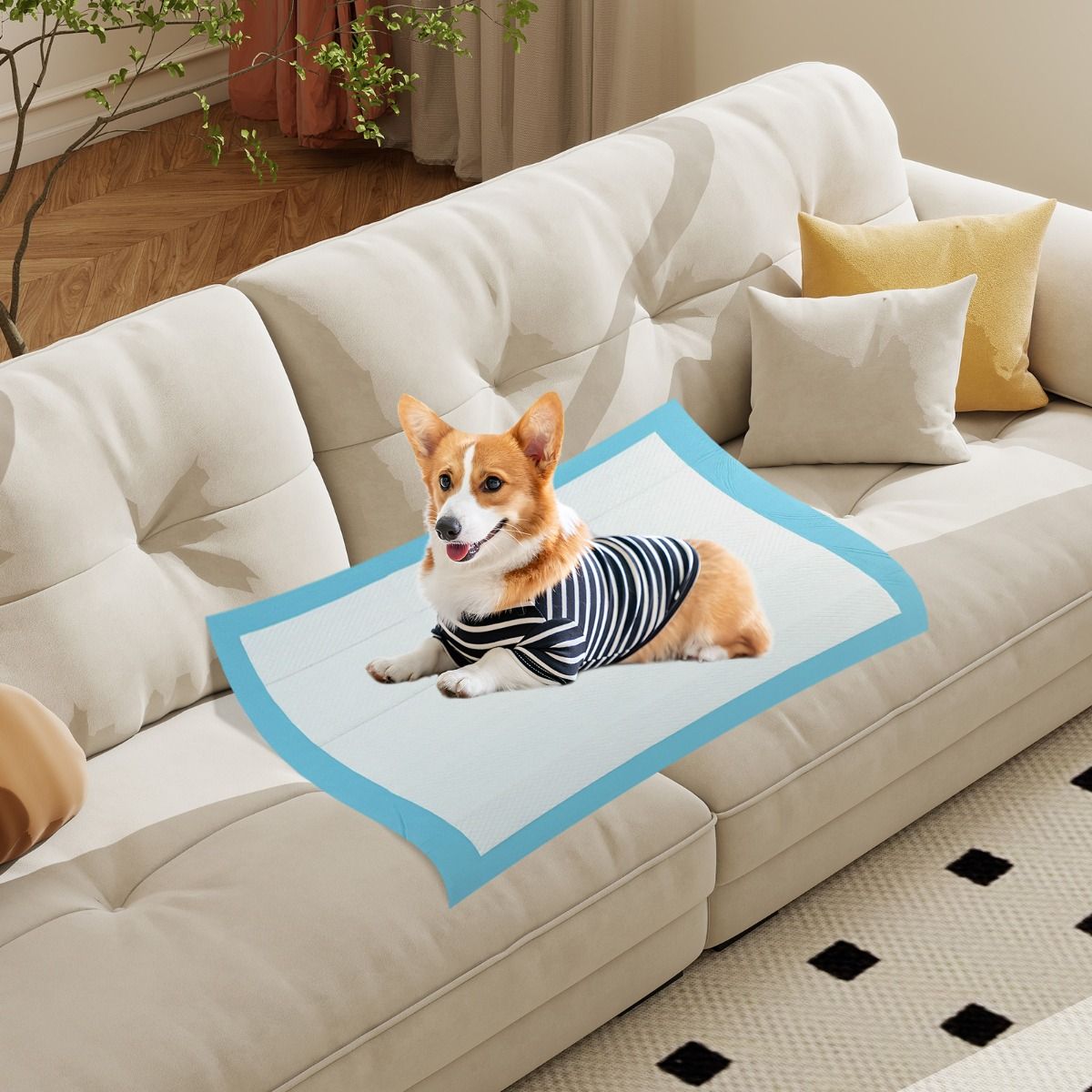 Coast Puppy Trainingsmatten - 6-laags absorptie - wegwerp - 90 x 60 cm - 150 stuks - blauw/wit