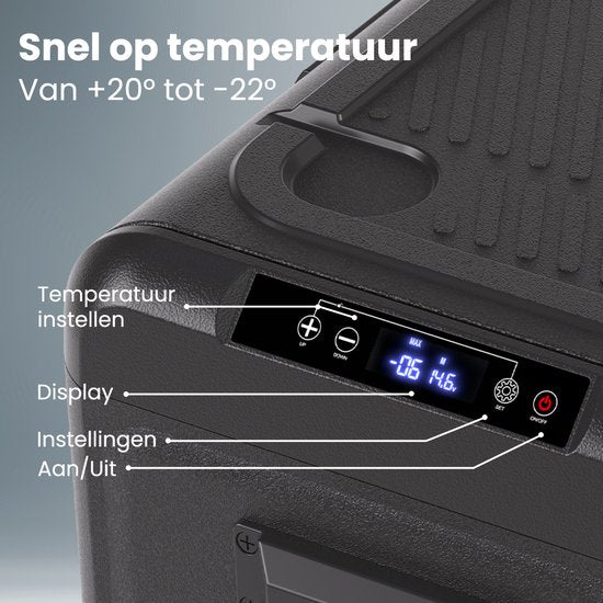 Auronic Elektrische Koelbox - Compressor - Met Wielen - 12V 230 Volt - Auto - 40L - Frigobox - Zwart/Grijs