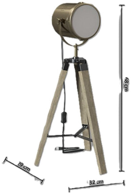Atmosphera - Industriële Lamp - Metaal - Hout - Zwart - 68 cm