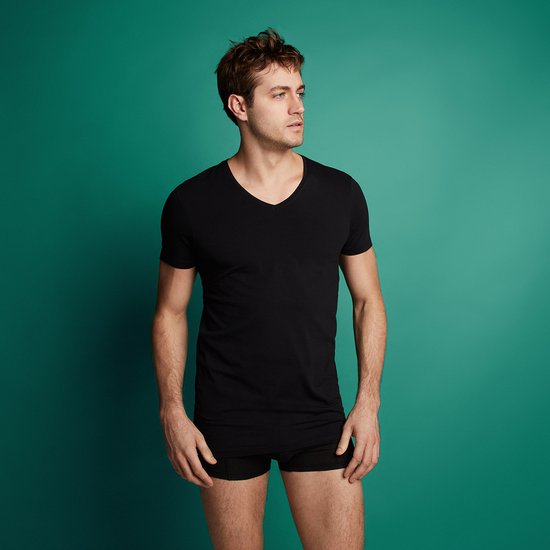 Ten Cate - XXL - Basic T-shirt - 2-pack - V-hals - Heren - Zwart