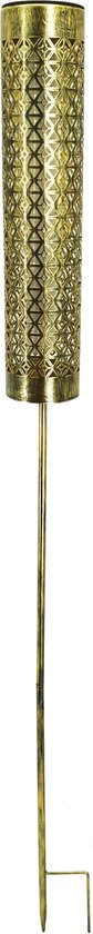 Gadgy Solar Tuinverlichting – 2x Staande Lampen met Bewegend Vlam Effect – Goud Metaal – LED Sfeerlampen op Zonne-energie – Voor Buiten – Weerbestendig – 98 cm Hoog - Grondspies