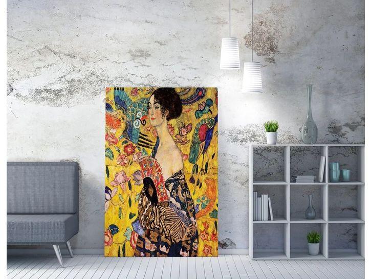 iBOOD Decoratief Canvas Schilderij - Vrouw met Waaier - Zachte Kleuren - 60 x 80 cm