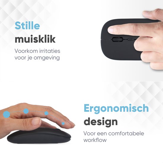 Trendfield Draadloze Muis - Oplaadbare Computermuis - Bluetooth - Ergonomische Muis met Stille Klik - Geschikt voor alle Laptops - Zwart