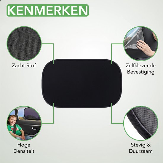 Travelhawk Zonnescherm Auto Baby - 2 Stuks - Zonwering Auto - UV Protectie voor Baby en Kind - Zonwering Zijruiten - Zelfklevend - Zwart