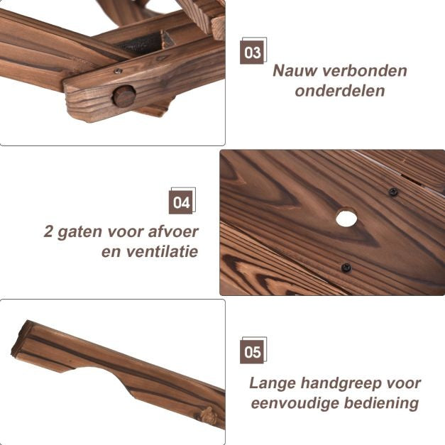 Coast Plantenbak kar - Bloemenkar op Wielen - 120 x 43 x 53,5 cm - Bruin