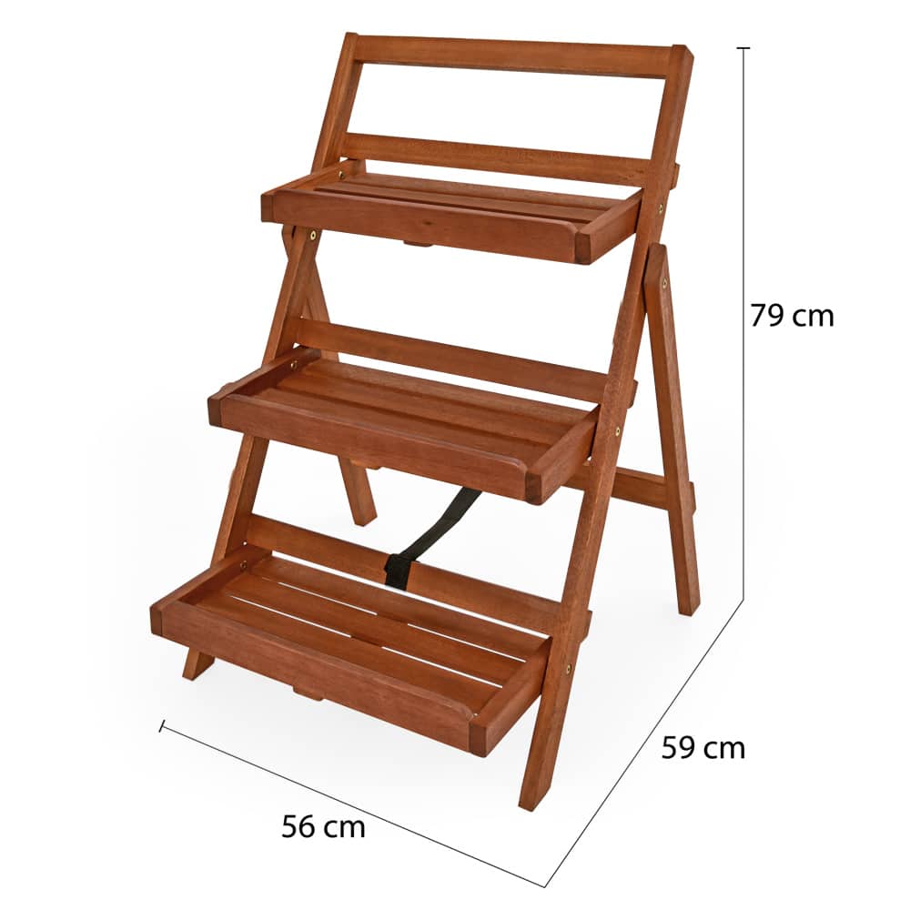 Bloementrap - 3 Laags - Acaciahout - 56 x 59 x 79 cm - Bruin