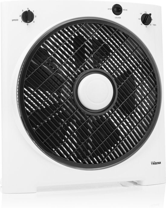 Boxventilator 3 Snelheden – 120 min Timer – Brede Luchtcirculatie – Compact & Stijlvol – Tristar VE‑5858