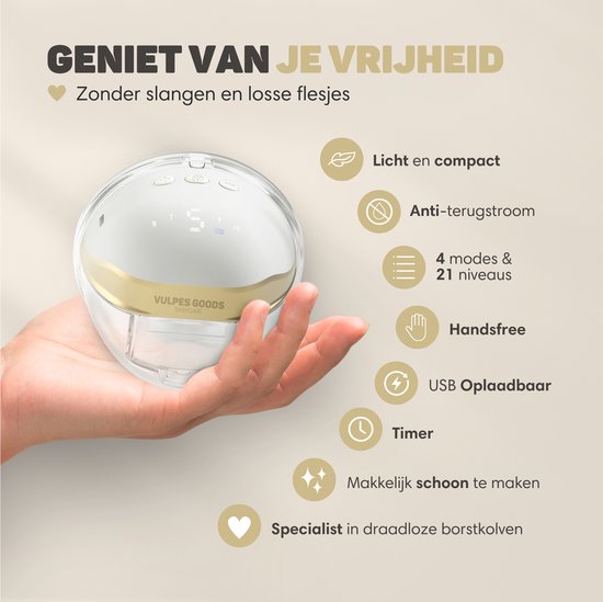 Vulpes Goods® BabyCare - Handsfree Borstkolf - Elektrische Draadloze Borstkolf – Draagbaar - Dubbele Elektrische handsfree Kolf - PRO versie