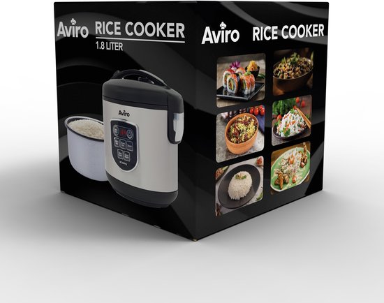 Aviro Rijstkoker - Slowcooker - 1,8L - 7 Functies - Warmhoudfunctie - Rice Cooker - Anti Aanbaklaag - Multicooker - 2-10 Personen - RVS