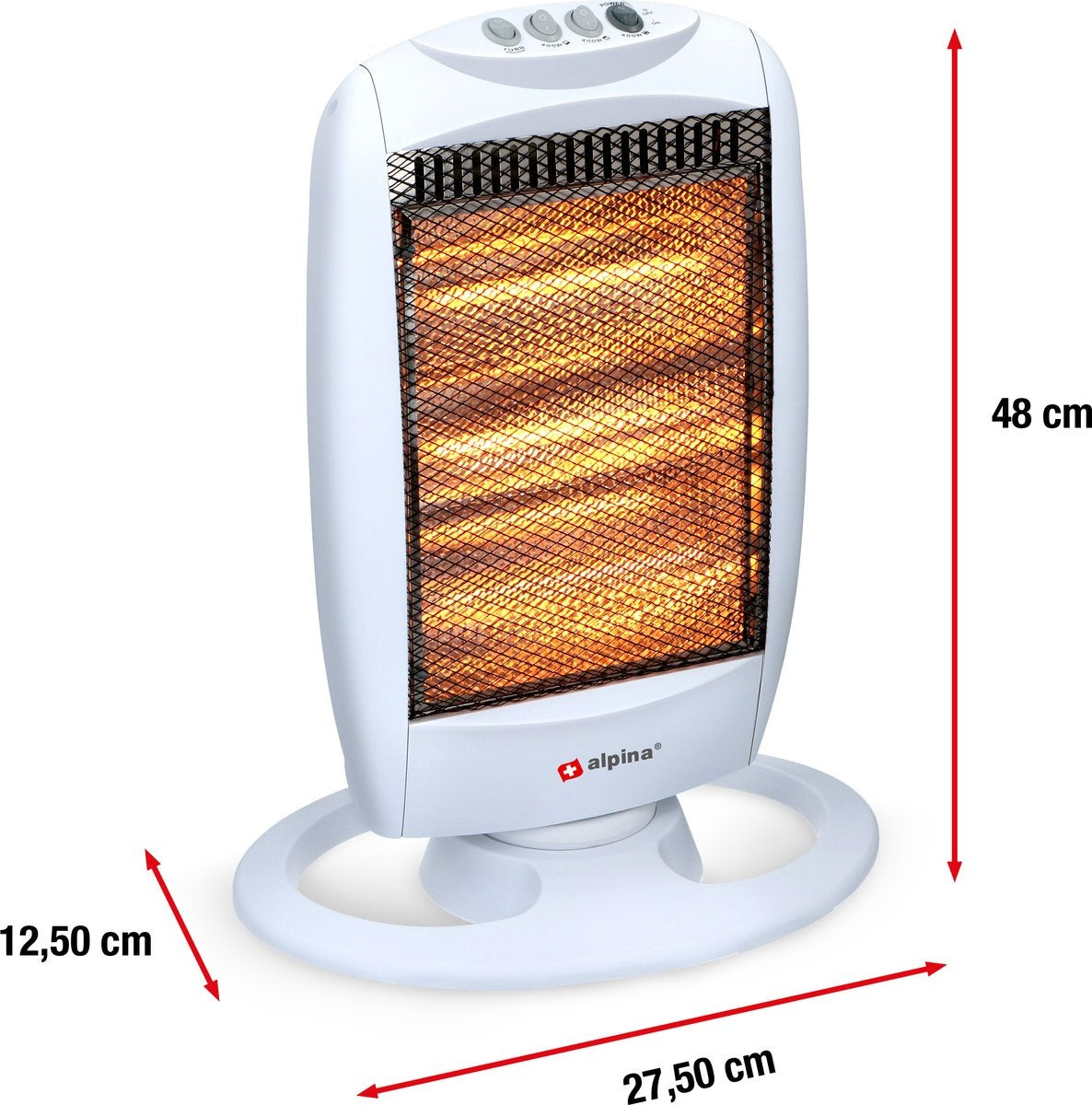 alpina Elektrische Kachel - Halogeen Heater - 3 Warmtestanden - 1200W