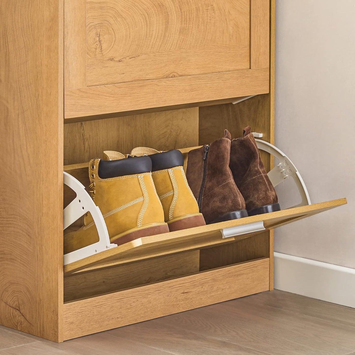 SoBuy FSR137-N Entreekast - Houtcomposiet met 2 Kleppen & Smal Design - Bruin