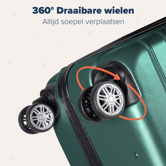TRVLMORE Koffer - Handbagage Trolley - Cijferslot - Trolley - 54x36x20cm - 38L - Donkergroen