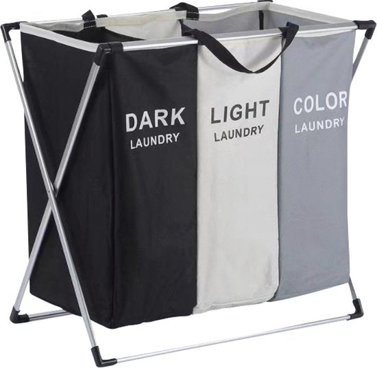 BRASQ Wasmand Opvouwbaar 3 vakken - Wassorteerder 65x39x60 cm - Wasbox Multi color - 118 Liter - Basket