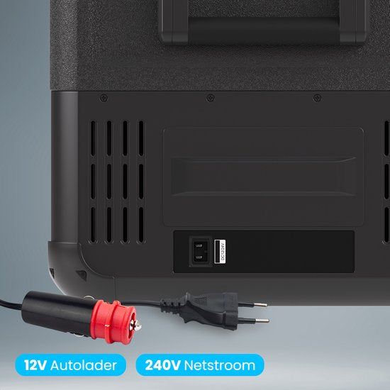 Auronic Elektrische Koelbox - Compressor - Twee Zones - 12V 230 Volt - Auto - Vriezen en Koelen - 35L - Frigobox - Zwart/Grijs